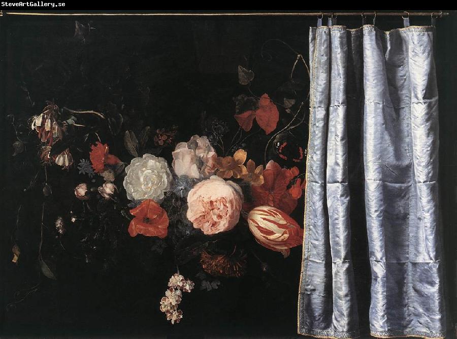 SPELT, Adrian van der Flower Still-Life with Curtain  uig